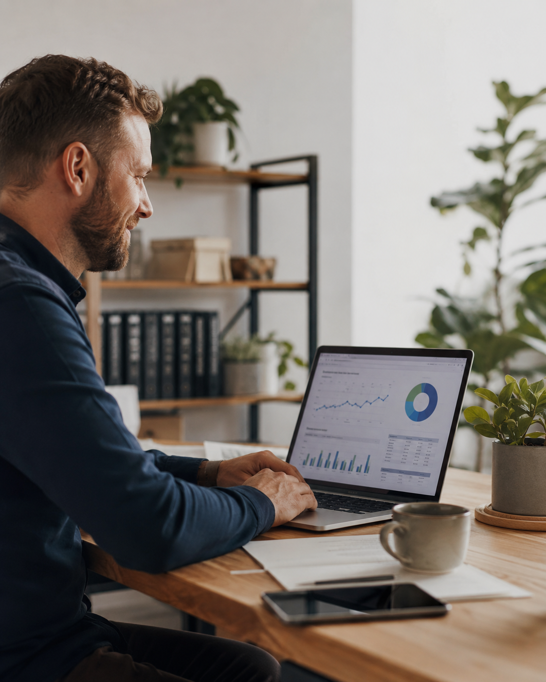 Unternehmer arbeitet digital